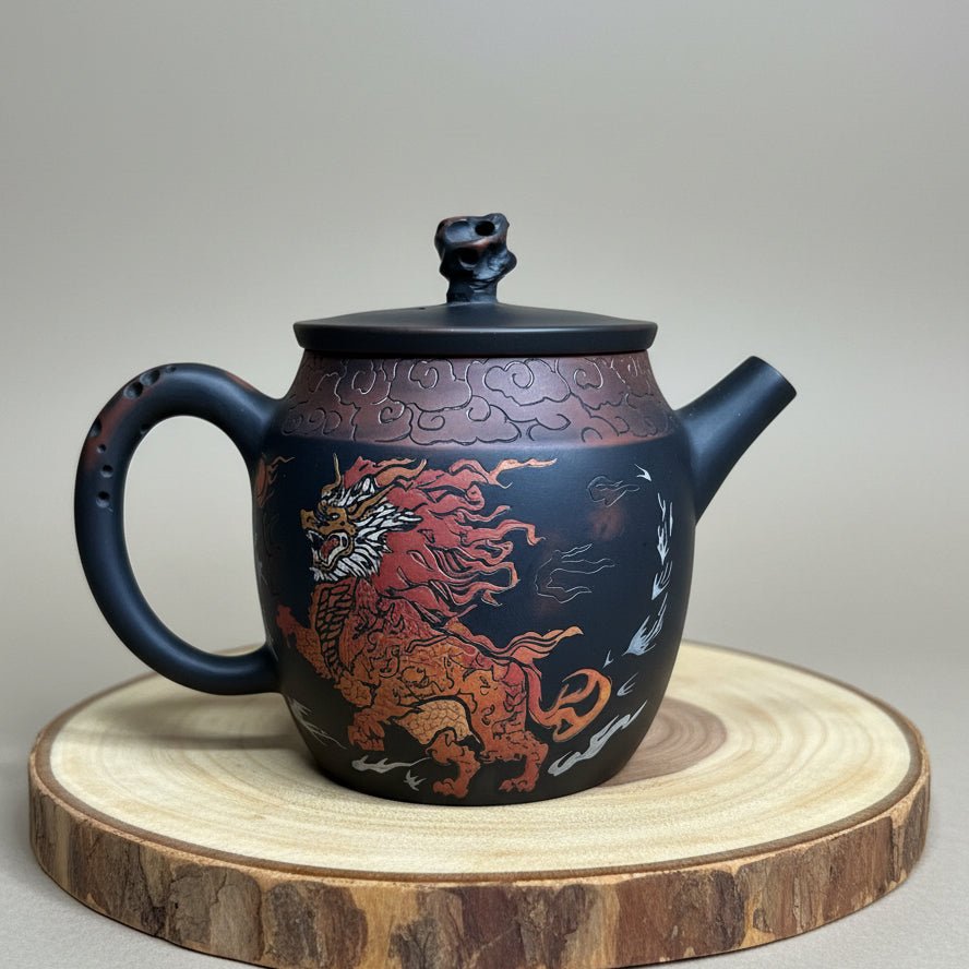 Qi Lin Dragon- Master Handmade Jianshui Teapot - Tea and Whisk