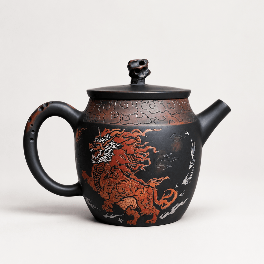 Qi Lin Dragon- Master Handmade Jianshui Teapot - Tea and Whisk