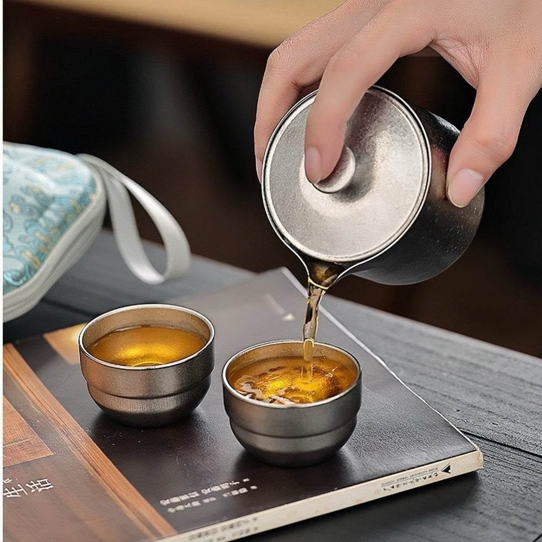 Quiet Path - Lifetime Double - wall Titanium Travel Tea Set - Tea and Whisk