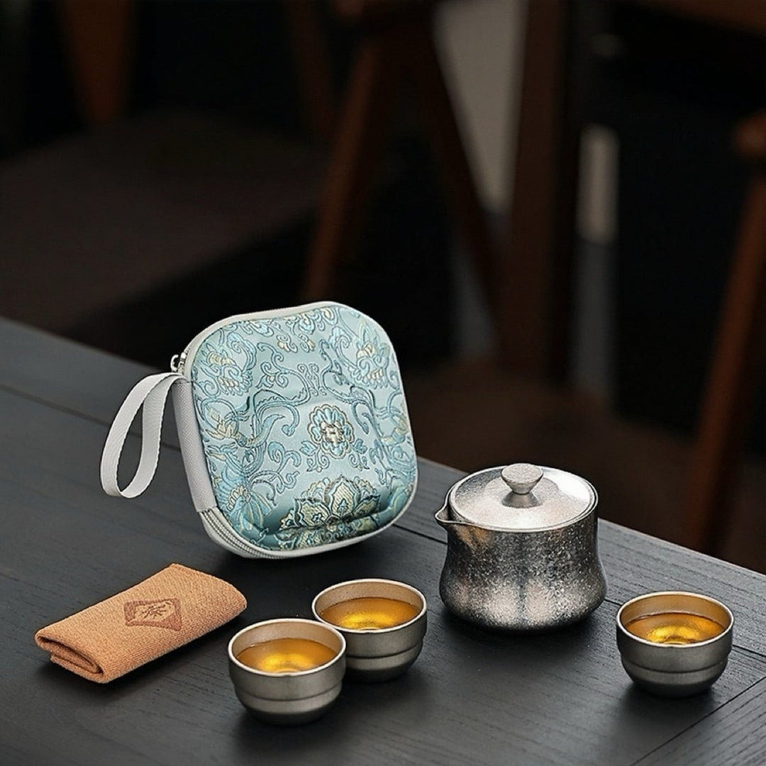 Quiet Path - Lifetime Double - wall Titanium Travel Tea Set - Tea and Whisk