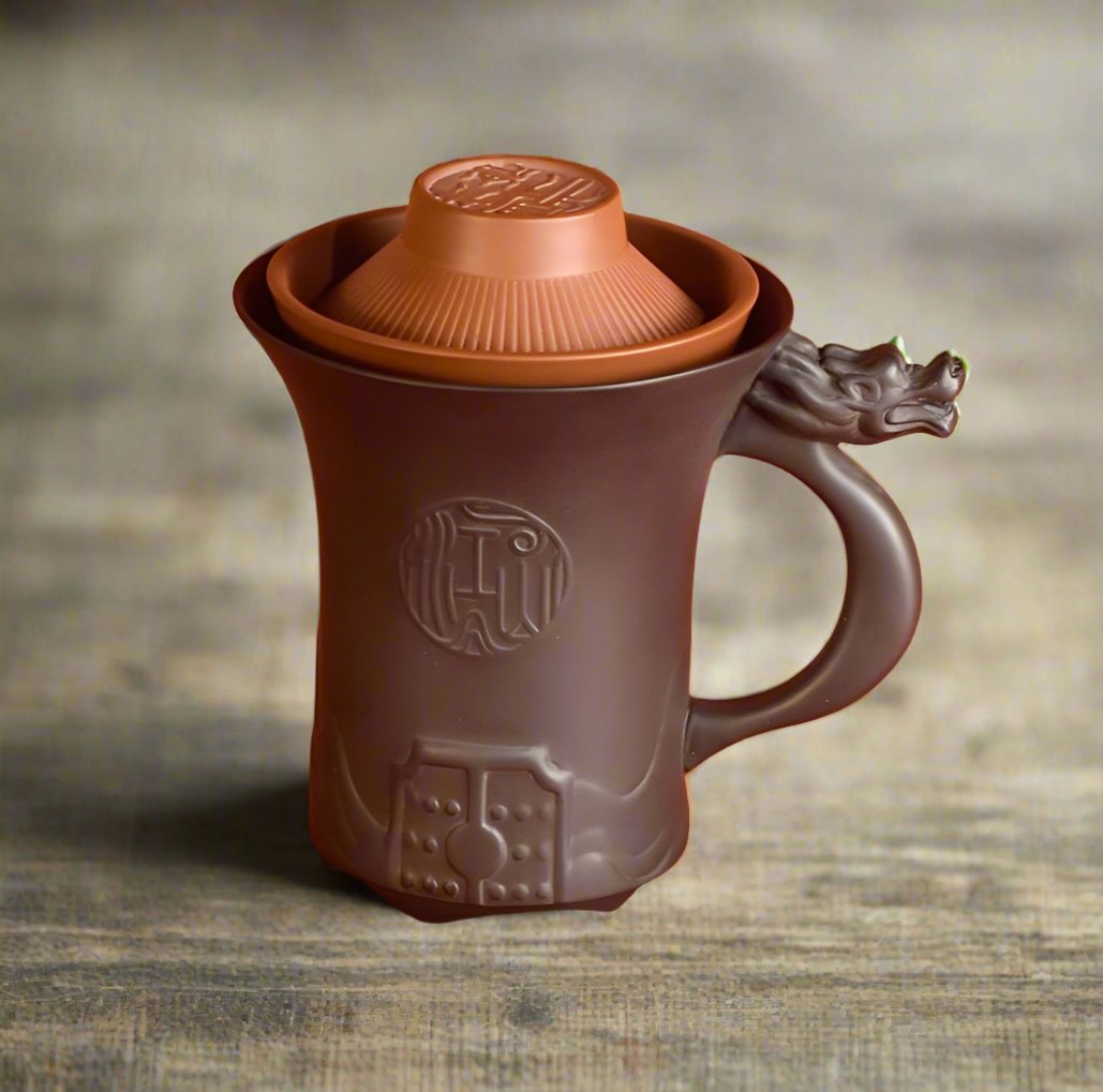 Royal Dragon Yixing Premium Clay Mug Set - Tea and Whisk