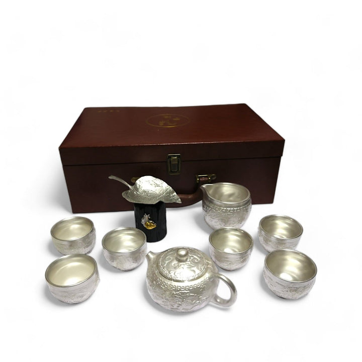 Royal Heritage Dragon Silver Tea Set - Tea and Whisk