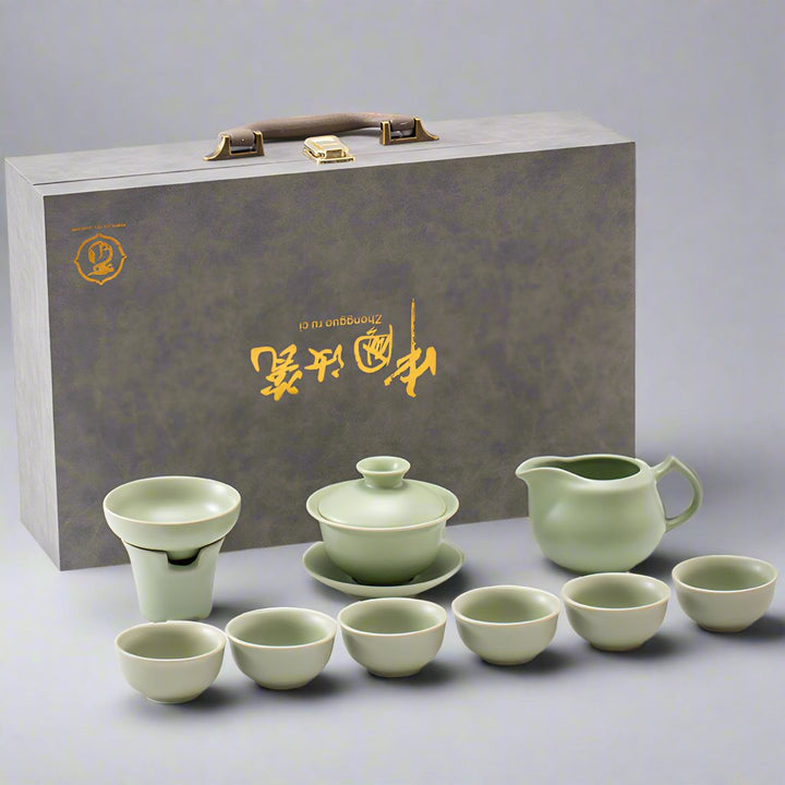 Ru Kiln Ceremonial Gongfu Tea Set - Tea and Whisk