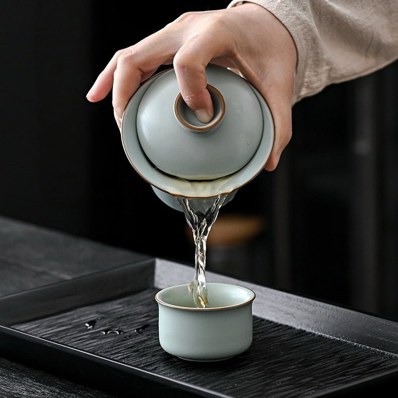 Ru Kiln Gaiwan with 4 Cups Set - Tea and Whisk