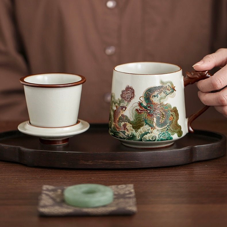 Ru Kiln Office Travel Tea Mug with Infuser - Tea and Whisk