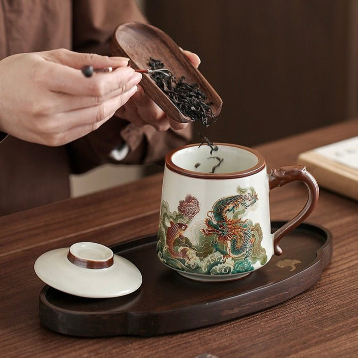 Ru Kiln Office Travel Tea Mug with Infuser - Tea and Whisk