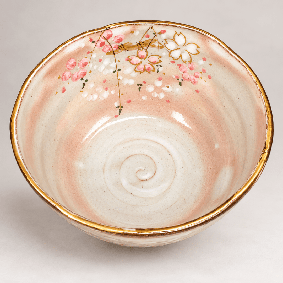 "Sakura" Kyoyaki Handcrafted Matcha Bowl - Tea and Whisk
