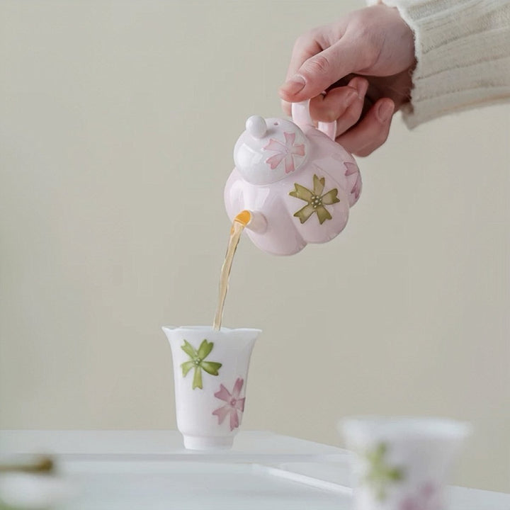 “Seasons in Bloom” Collection - Premium Porcelain Teapot - Tea and Whisk
