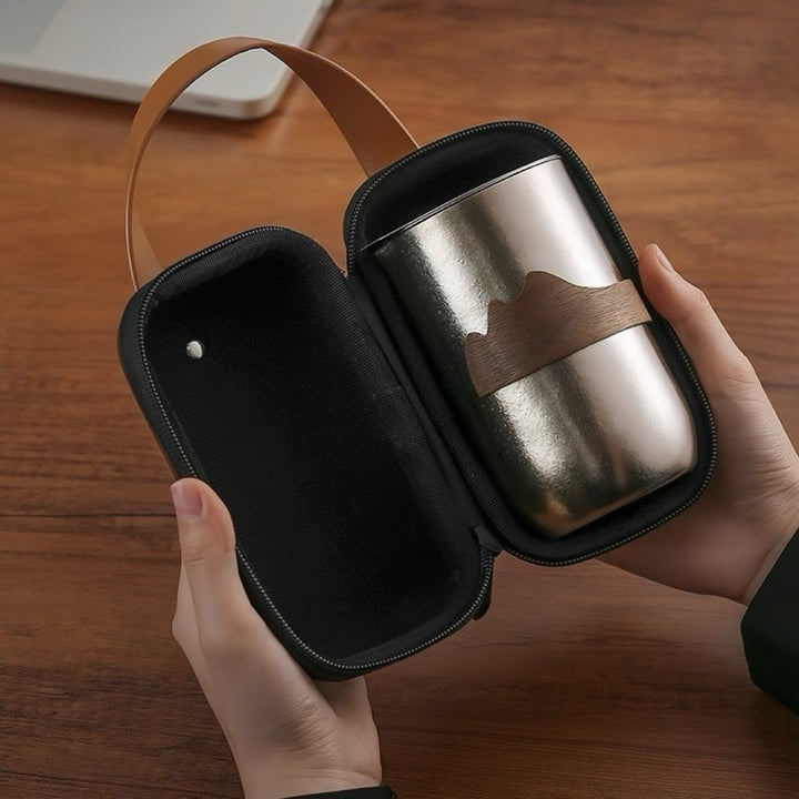 Silver Whisper - Lifetime Double - Wall Titanium Travel Tea Set - Tea and Whisk