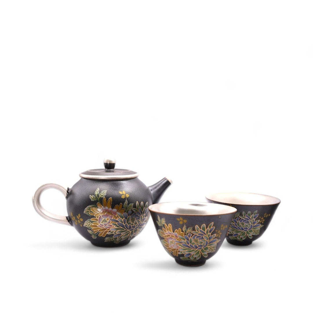 Simple timeless blossom trio silver - lined tea set - Tea and Whisk