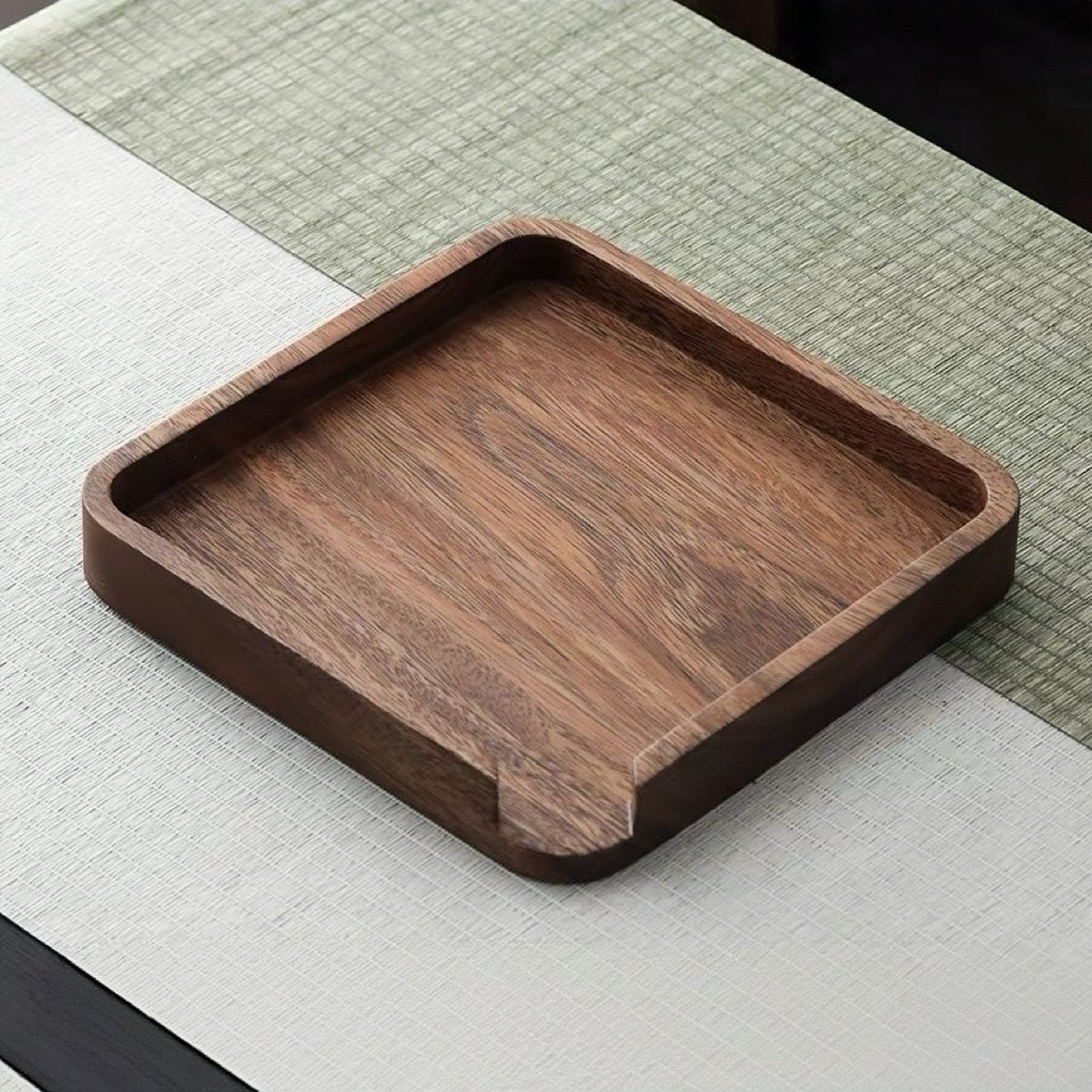 Solid Walnut Wood Cake Tray -Carved from a Single Block – Tea and