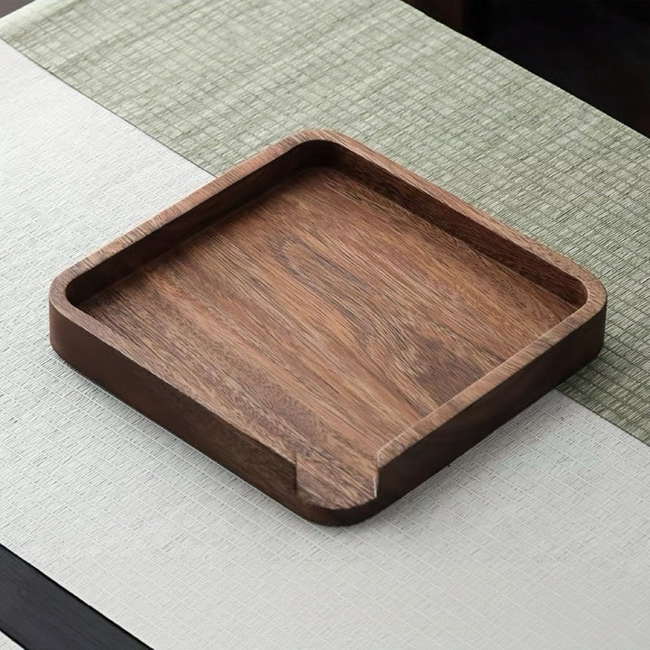 Solid Walnut Wood Cake Tray - Carved from a Single Block - Tea and Whisk