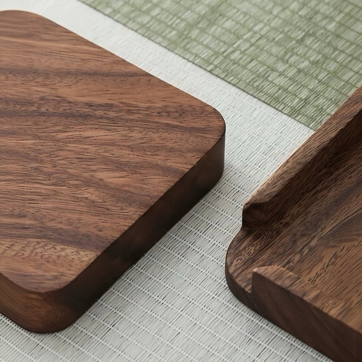 Solid Walnut Wood Cake Tray - Carved from a Single Block - Tea and Whisk