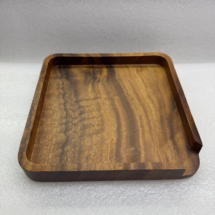 Solid Walnut Wood Cake Tray - Carved from a Single Block - Tea and Whisk