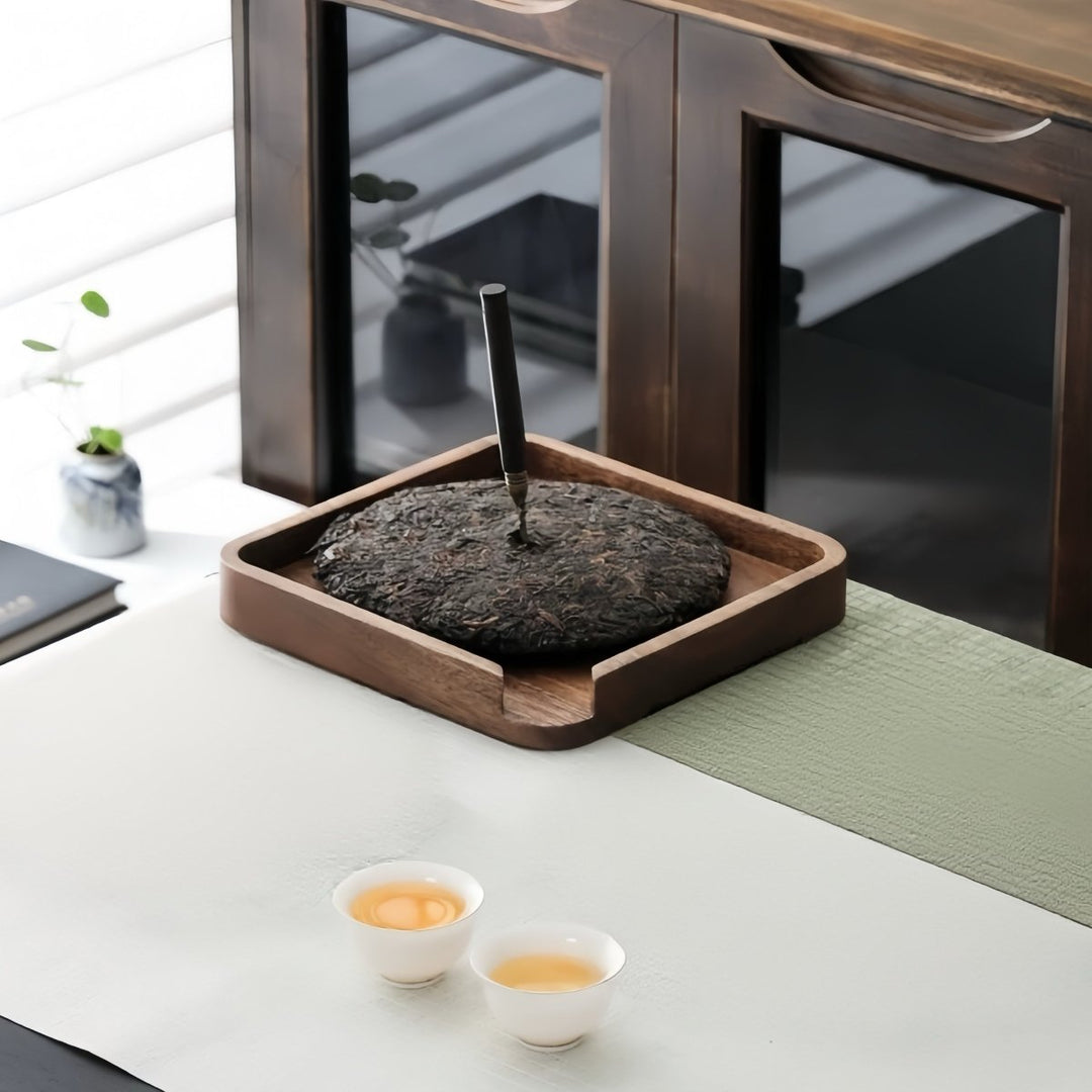 Solid Walnut Wood Cake Tray - Carved from a Single Block - Tea and Whisk