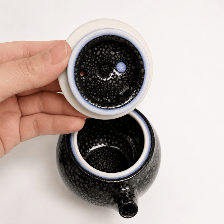 Starlight Tenmoku -Japanese Kyoto Kyusu Teapot - Tea and Whisk