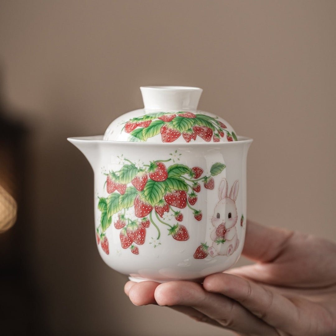 Strawberry Rabbit Portable Gongfu Tea Set - Tea and Whisk