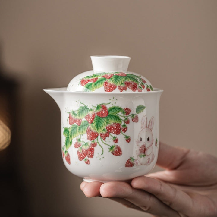 Strawberry Rabbit Portable Gongfu Tea Set - Tea and Whisk