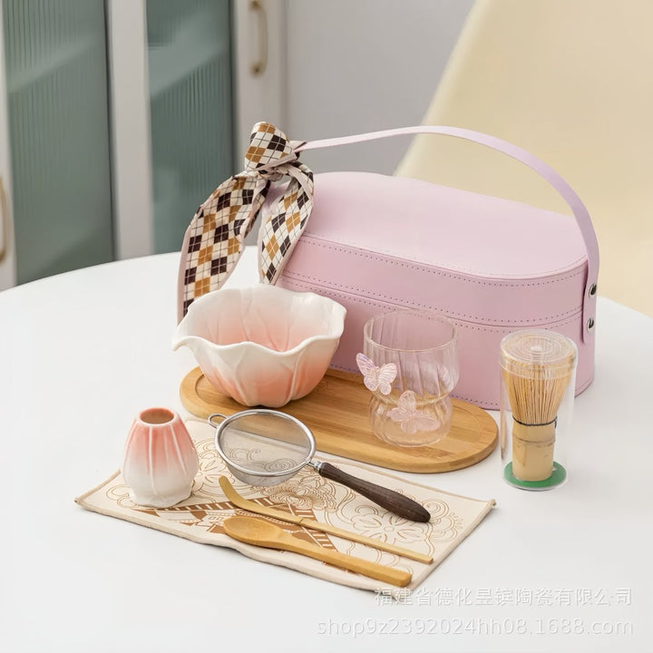 Sunrise Gradient Matcha Travel Set With Top-Grade Ceremonial Matcha - Tea and Whisk