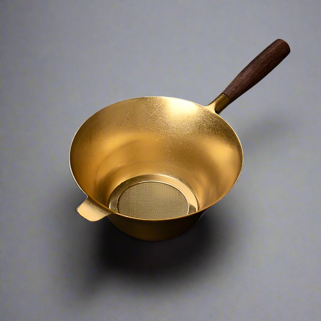 Superfine Stainless Steel Strainer with Golden Plate - Tea and Whisk