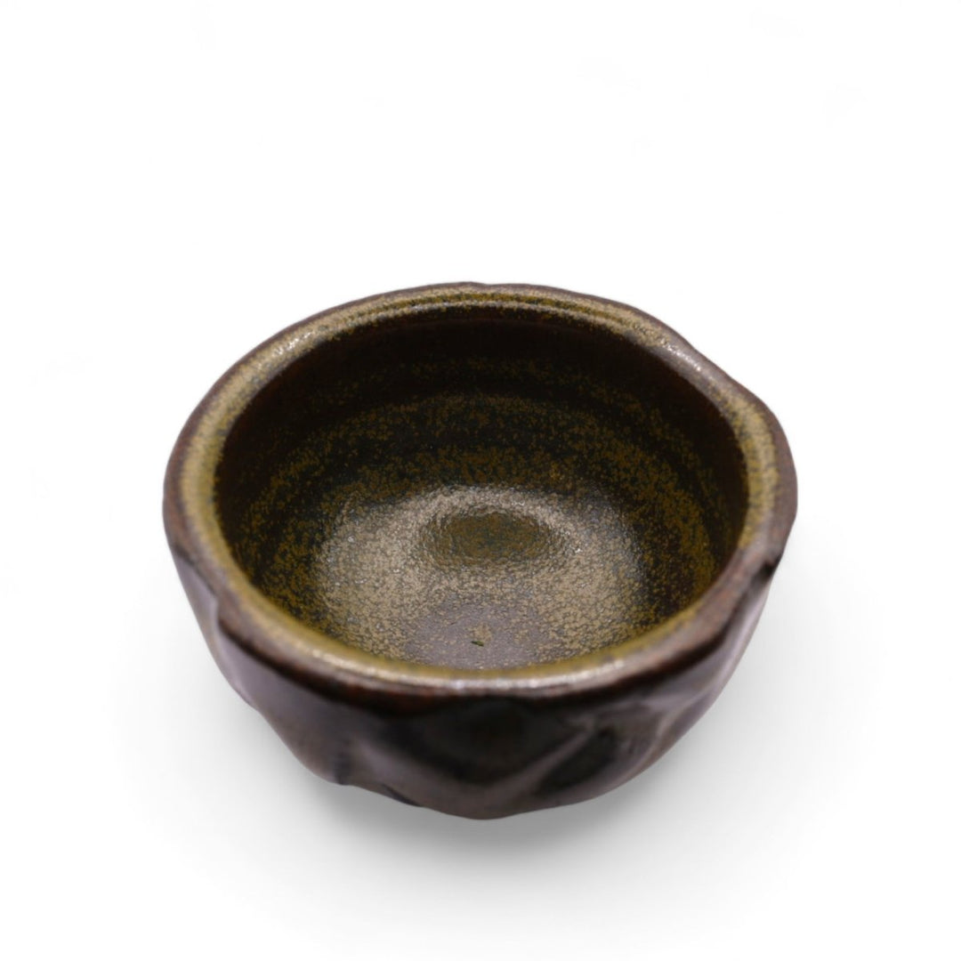 Taiwanese Handmade Wood - Fired Ceramic Teacup - Golden Moss - Tea and Whisk