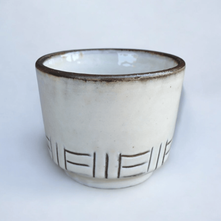 Toho Village Hand - Carved Teacup - Tea and Whisk
