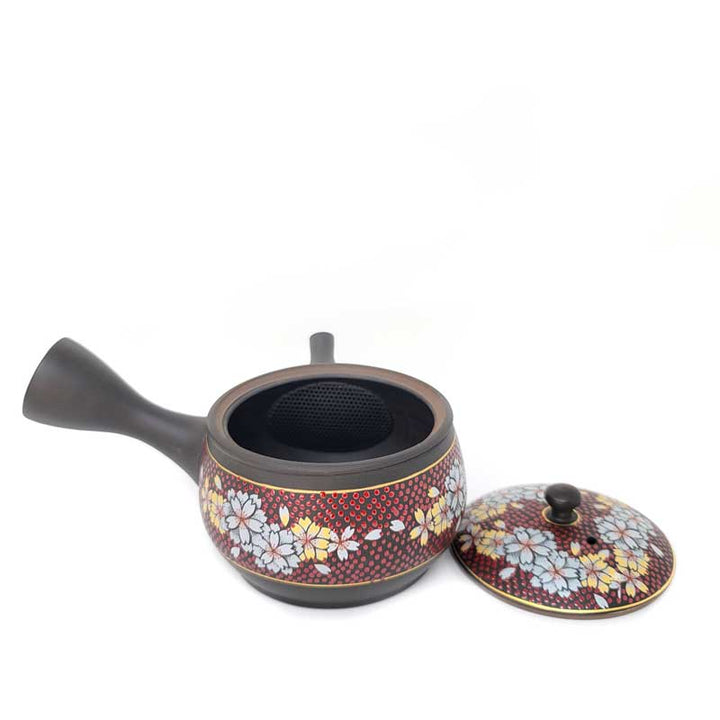 Tokoname Japanese Kyusu Teapot Red Sakura - Tea and Whisk