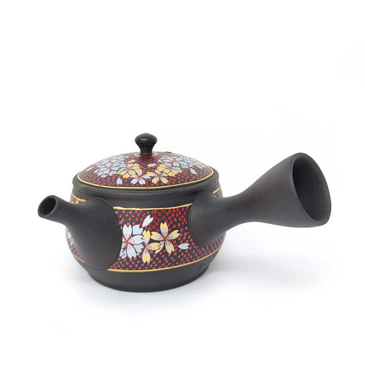 Tokoname Japanese Kyusu Teapot Red Sakura - Tea and Whisk