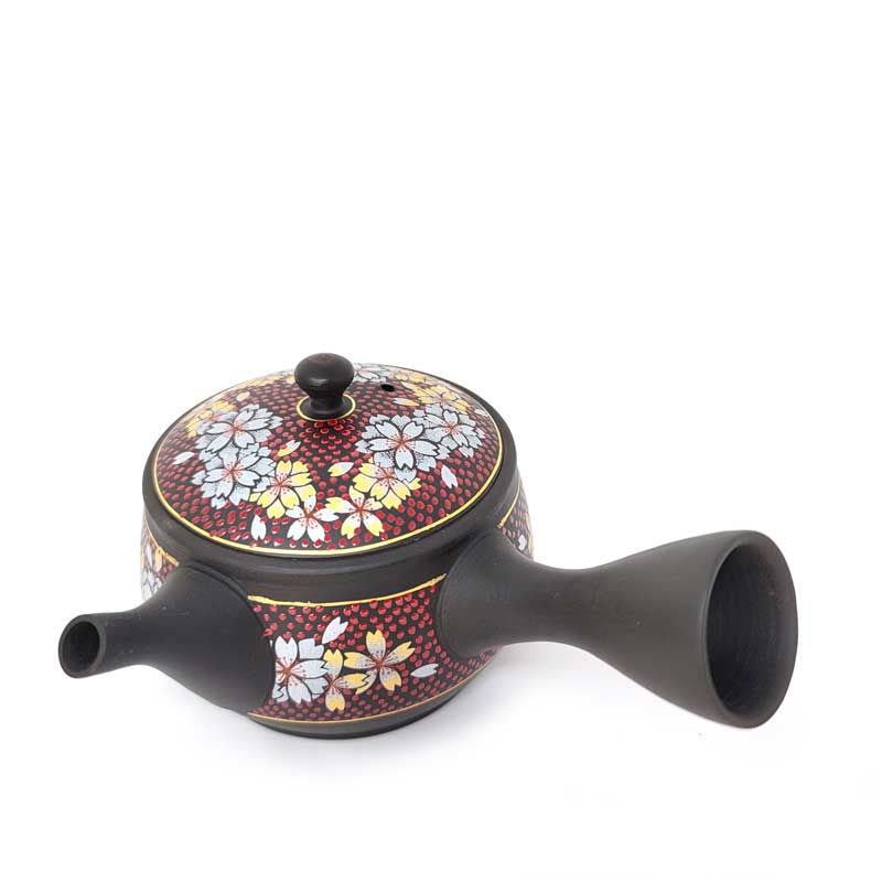 Tokoname Japanese Kyusu Teapot Red Sakura - Tea and Whisk