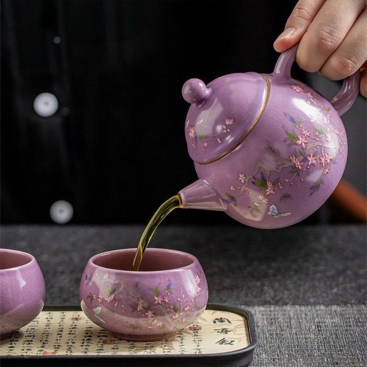 Violet Bloom Travel Teapot Set - Tea and Whisk
