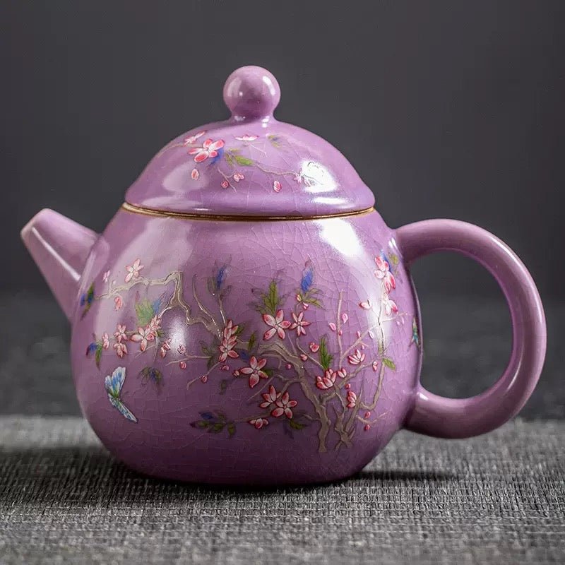 Violet Bloom Travel Teapot Set - Tea and Whisk