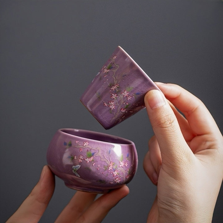 Violet Bloom Travel Teapot Set - Tea and Whisk