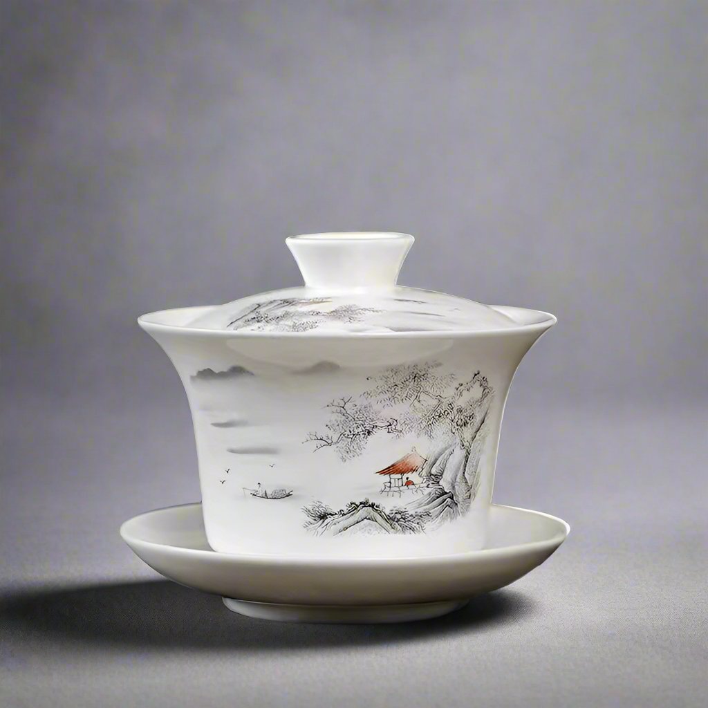 White Jade Porcelain Gaiwan - Tea and Whisk