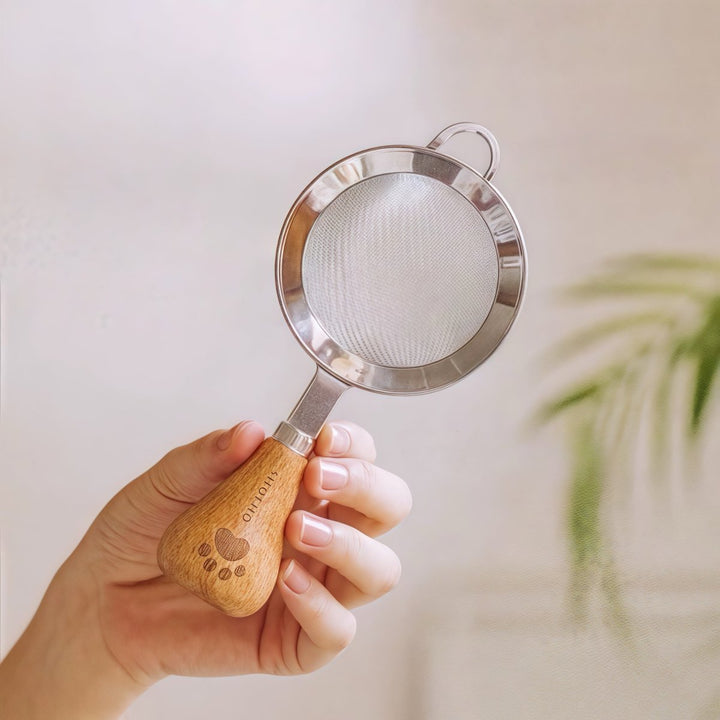 Wooden Stand Matcha Tea Strainer - Tea and Whisk
