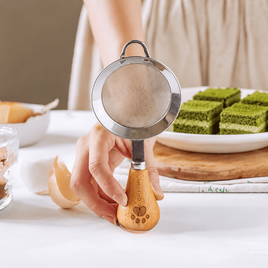 Wooden Stand Matcha Tea Strainer - Tea and Whisk