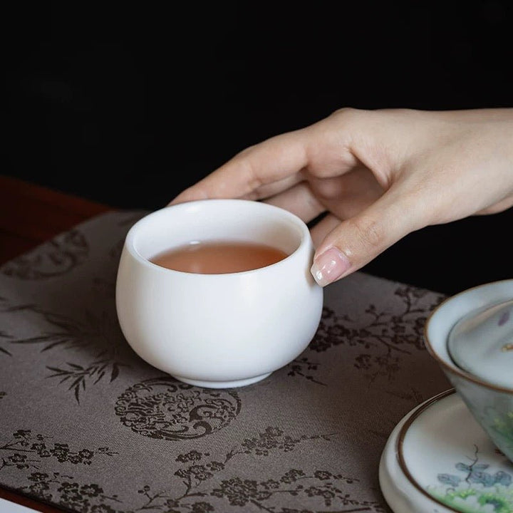 XL White Jade Porcelain Gongfu Teacup - Tea and Whisk