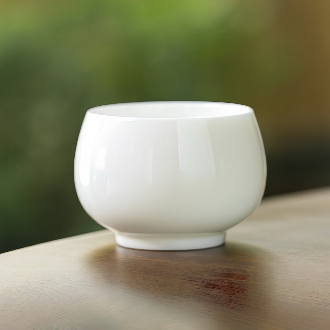 XL White Jade Porcelain Gongfu Teacup - Tea and Whisk