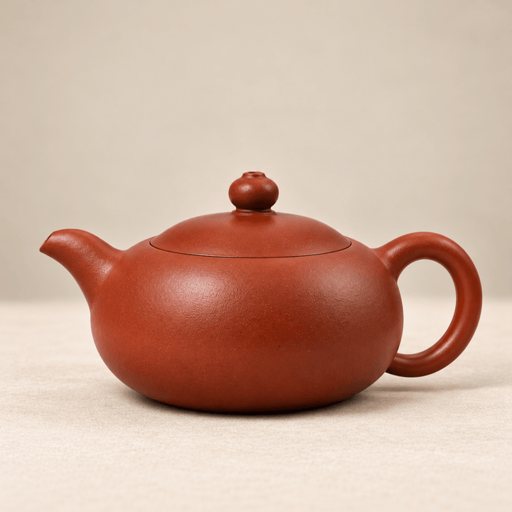 Yixing Flat Persimmon “Wendan” Handmade Zhuni Teapot 140ml - Tea and Whisk