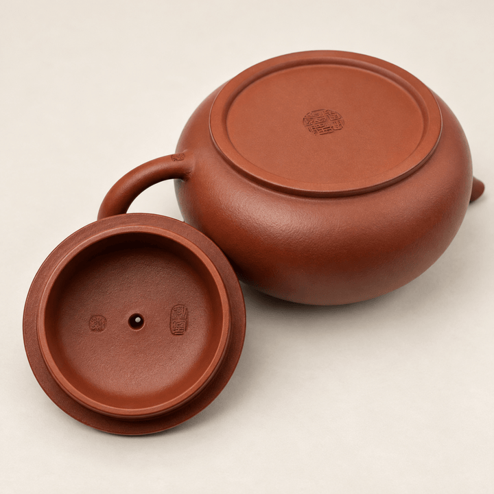 Yixing Flat Persimmon “Wendan” Handmade Zhuni Teapot 140ml - Tea and Whisk