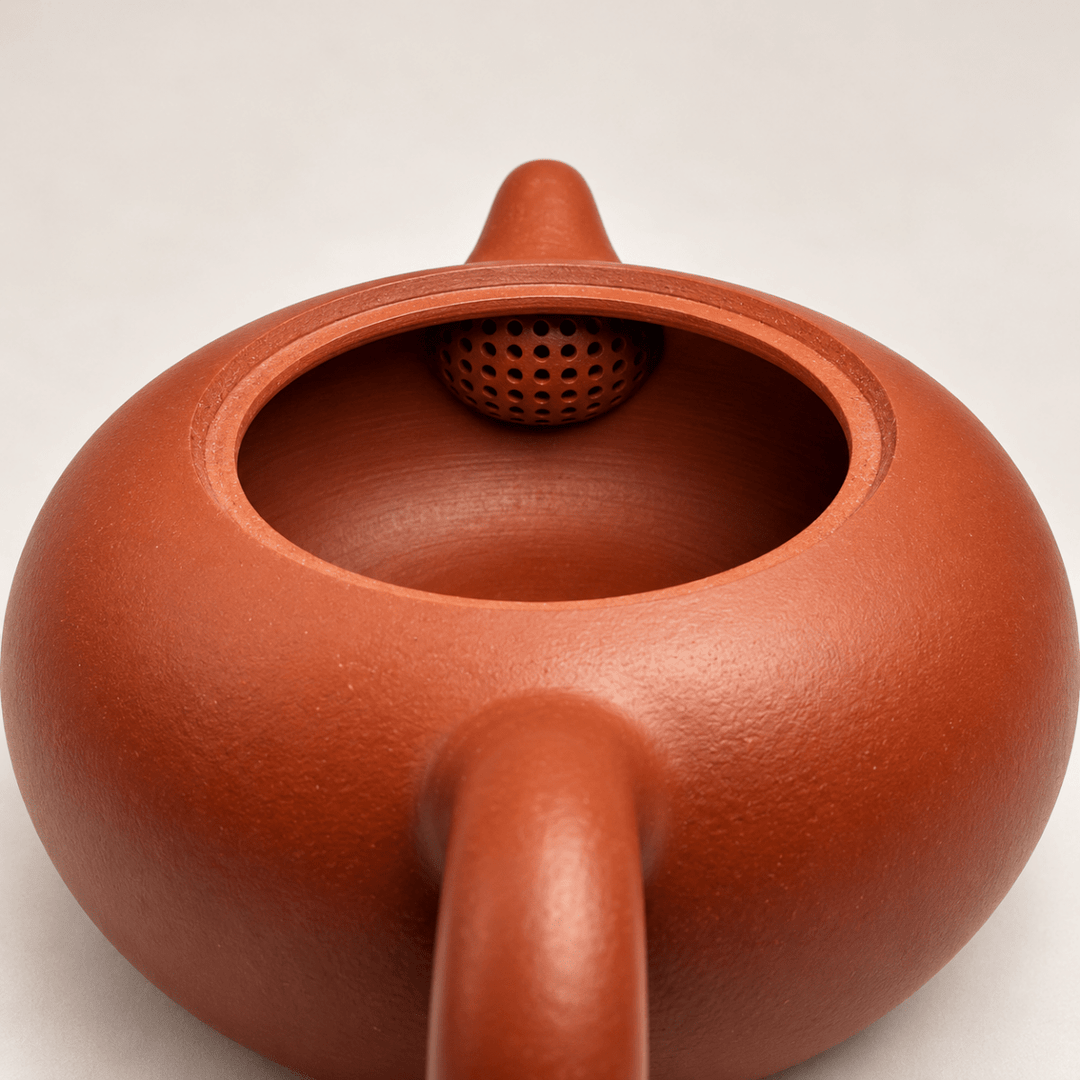 Yixing Flat Persimmon “Wendan” Handmade Zhuni Teapot 140ml - Tea and Whisk