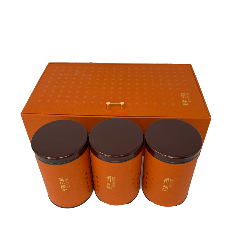 Decorative Tea Canister Gift Set w/Orange Gift Box