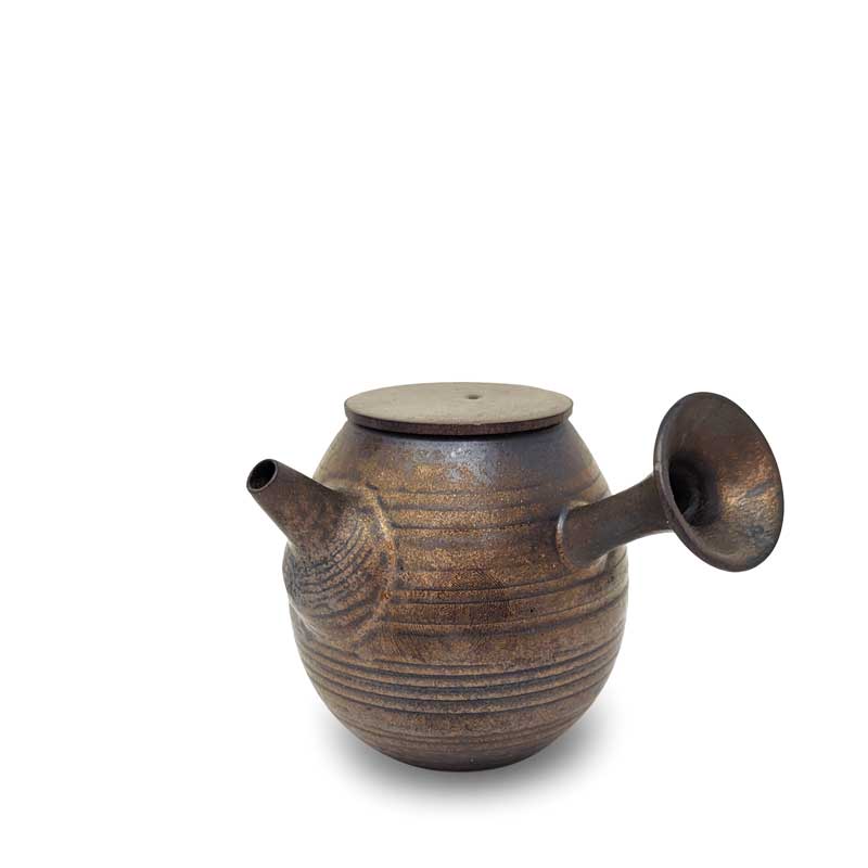 Iron Clay Teapot Flat Top - Trumpet Handle
