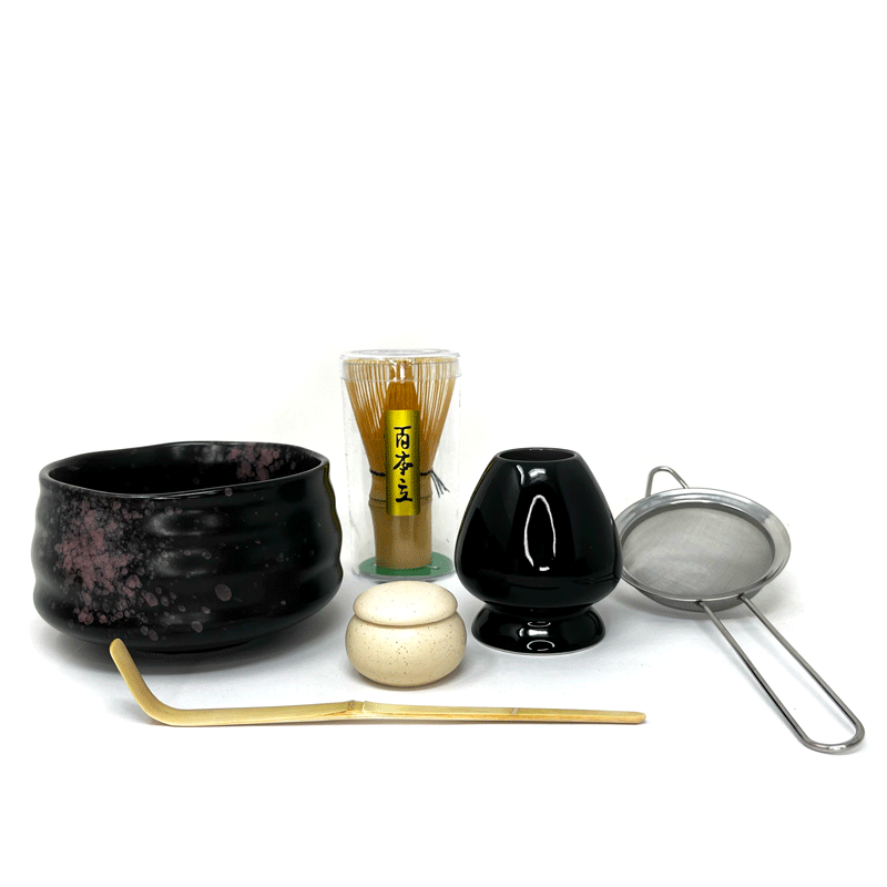Japanese Matcha Set, Matcha Whisk, Traditional , Matcha Bowl, Ceramic Whisk  Holder, Matcha Ceremony White and Black 
