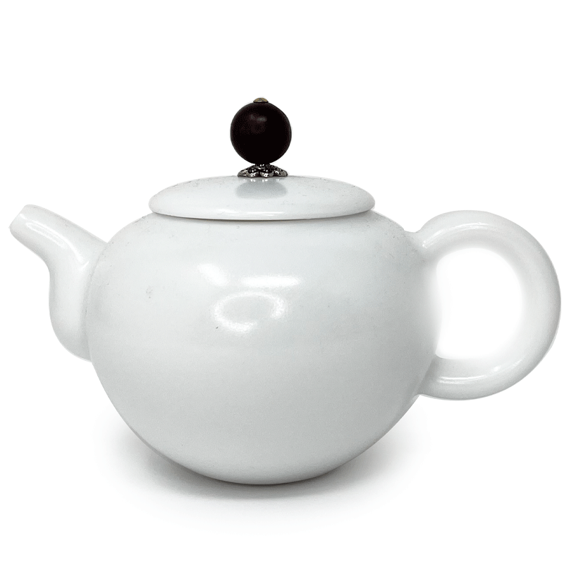 Classic White Porcelain Teapot Brown Knob