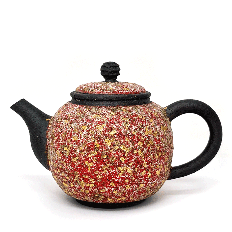 Red Golden Foil Wood-fired Teapot