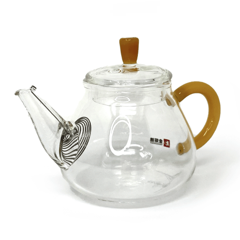 Glass Teapot with Yellow Handle (slim)